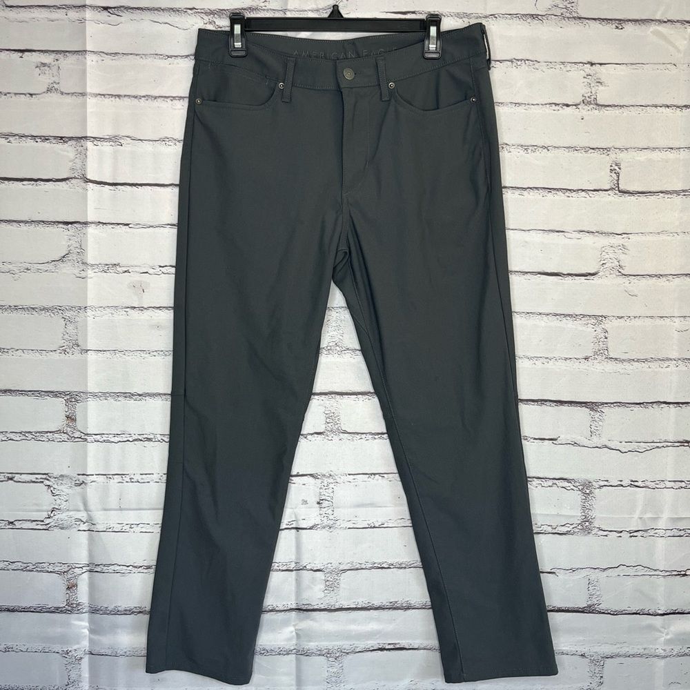 American Eagle Y2K Gray Straight Leg Pants Stretch Fit SZ 32X30 Mid Rise Vintage